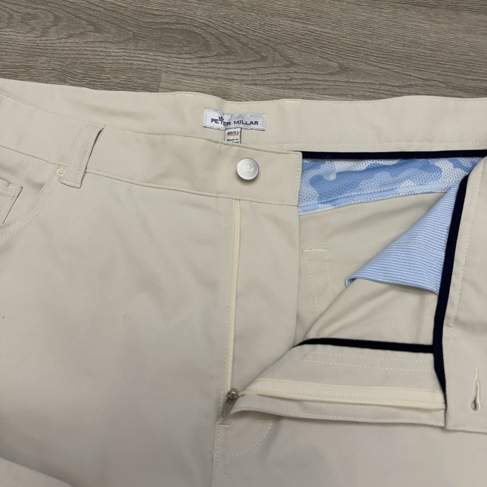 Peter Millar EB66 Golf Pants Khaki 40x32 Gray Lightweight 5 Pocket Performance - Picture 5 of 15